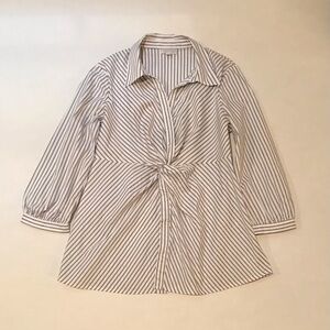A Pea in the Pod Womens Medium White w/Gray Striped Maternity Top